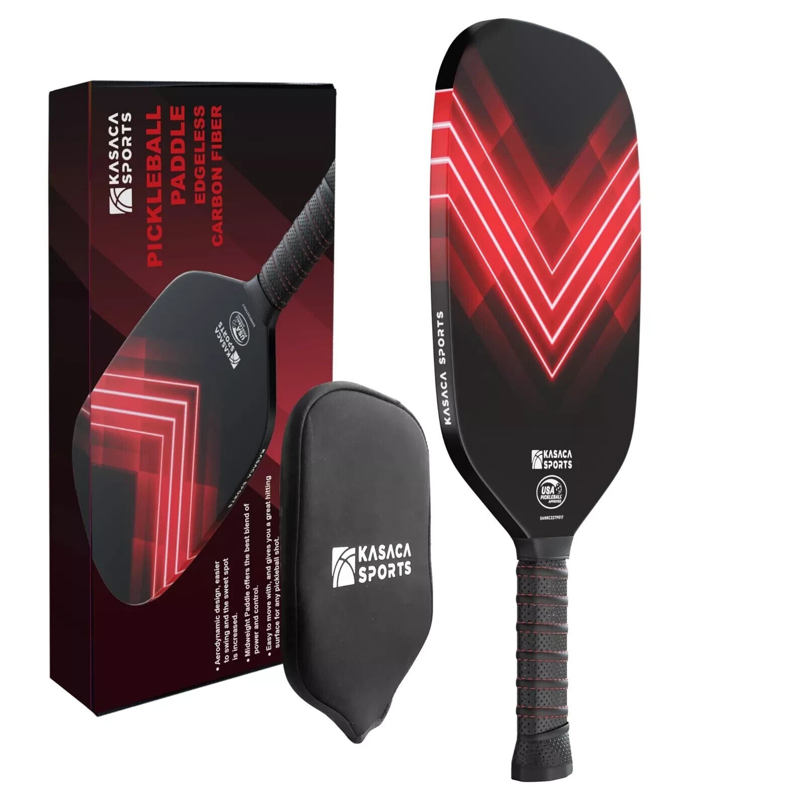 KASACA Pickleball Paddles, USAPA Carbon Fiber Pickleball Paddle, Racket Edgeless
